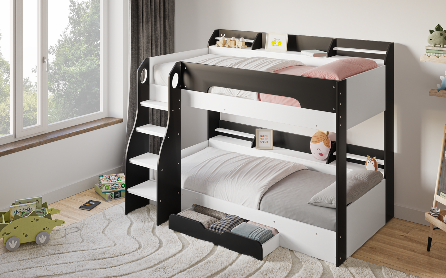 Flair Flick Bunk Bed  With Shelves And Draw