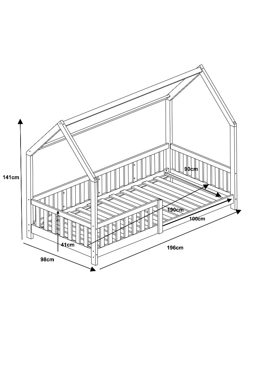 Flair White Wooden Explorer Playhouse Bed With Rails