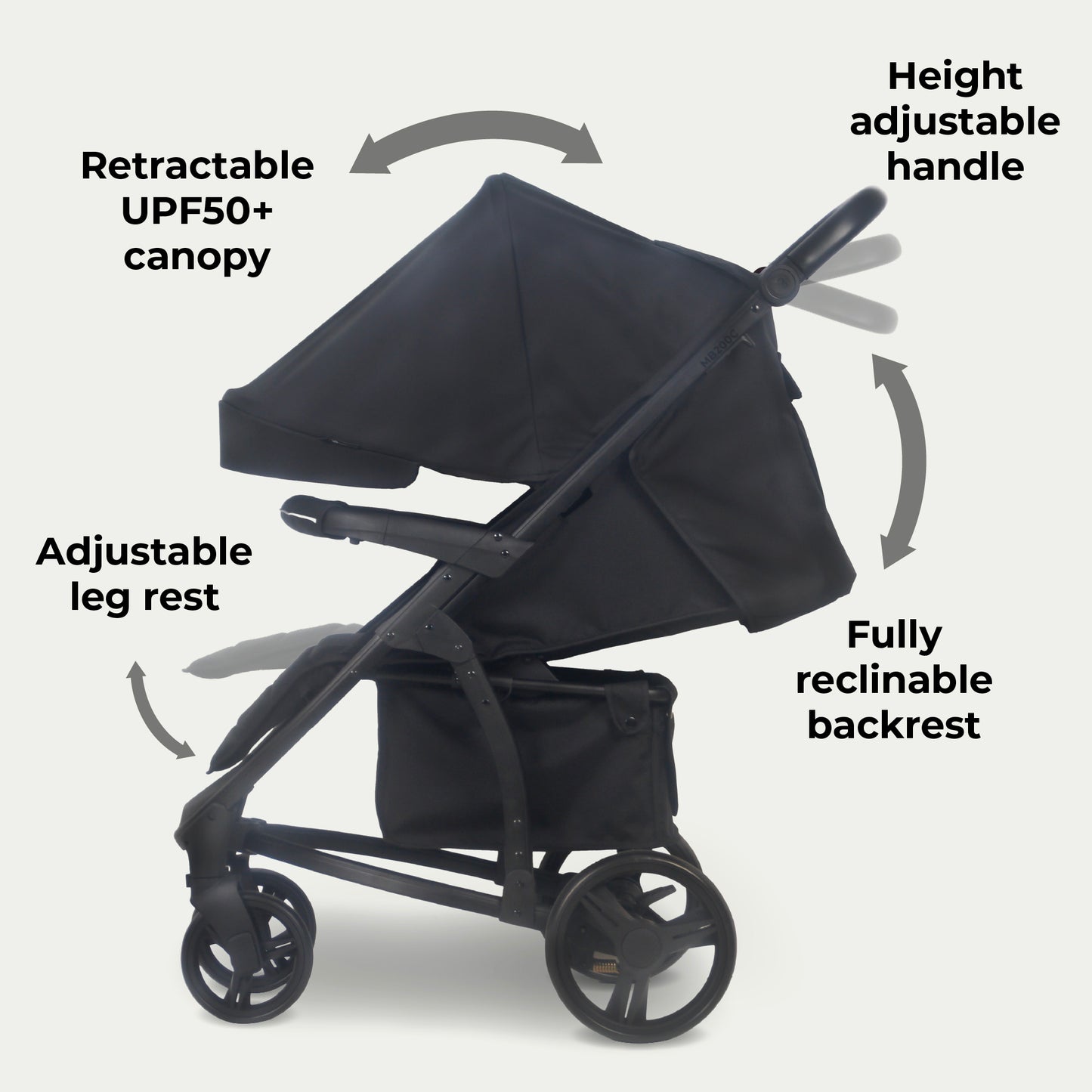 MB200 2-in-1 Pushchair & Carrycot - Onyx Black