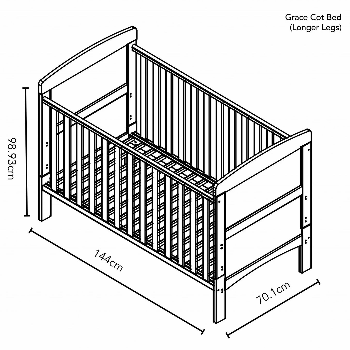 Grace Cot Bed- Warm Grey