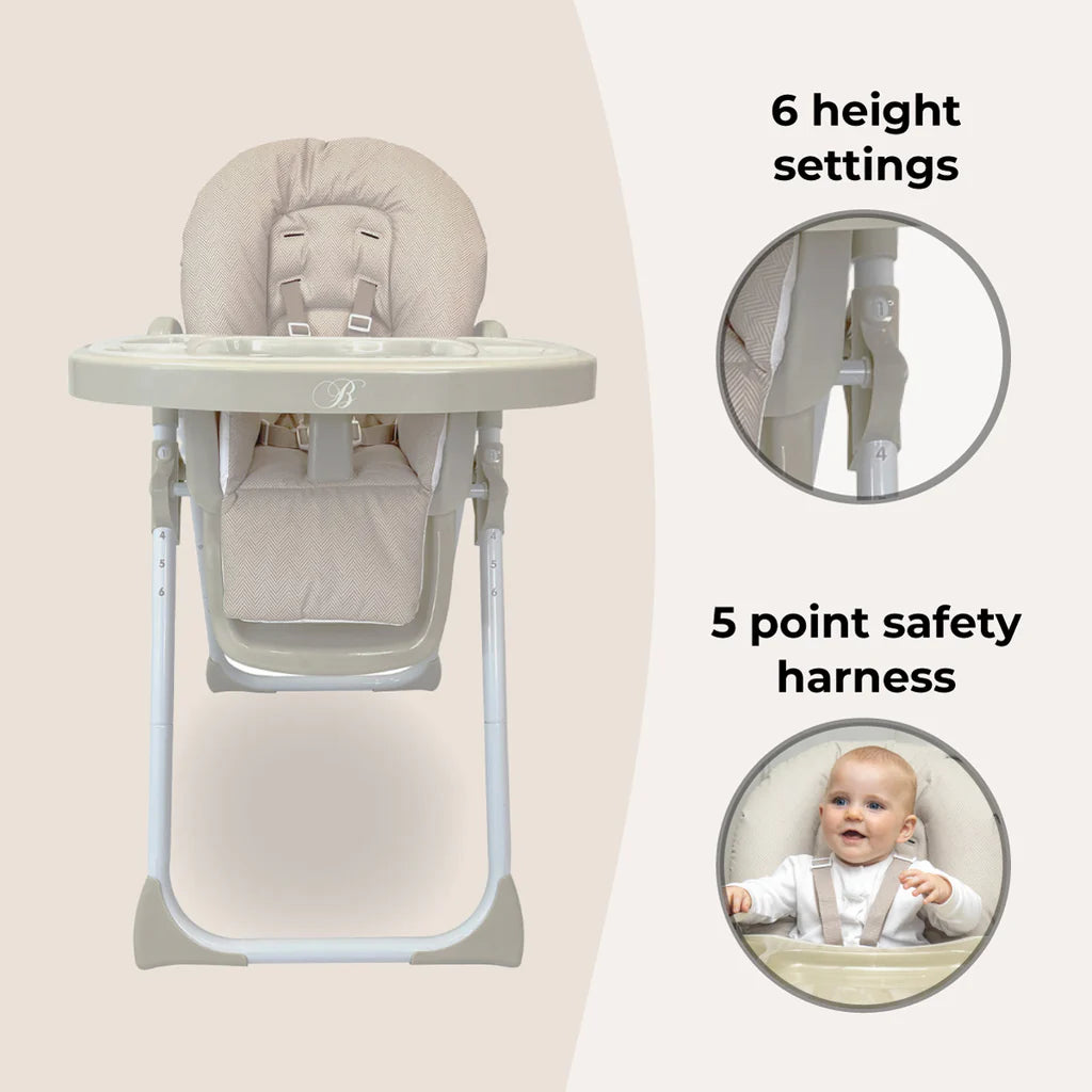 MBHC8 Premium Highchair - Oatmeal Herringbone