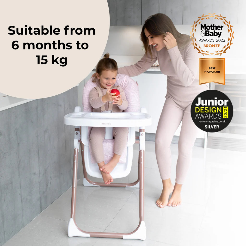 MBHC8 Premium Highchair - Rose Gold Blush Tropical