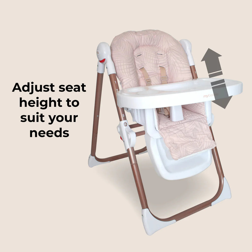 MBHC8 Premium Highchair - Rose Gold Blush Tropical