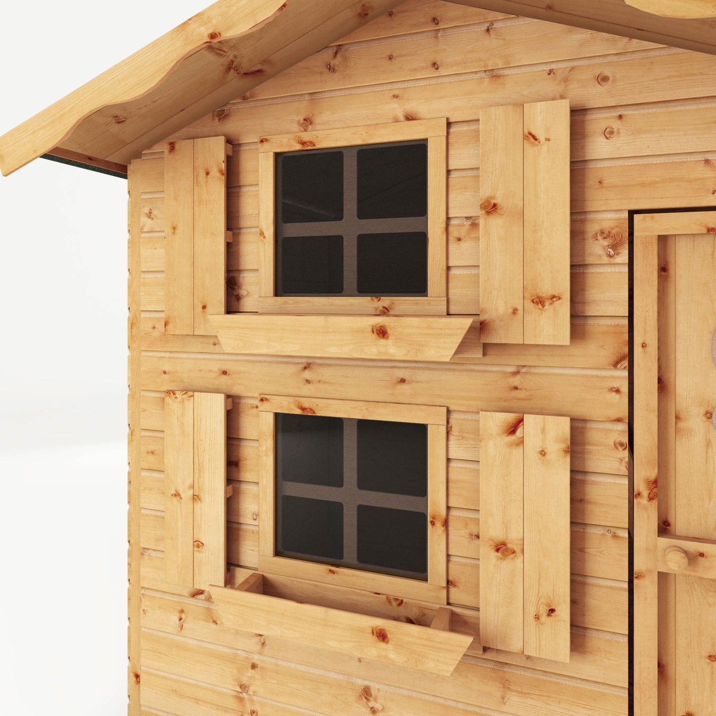 Double Story Snowdrop Apex Wooden Playhouse with Loft