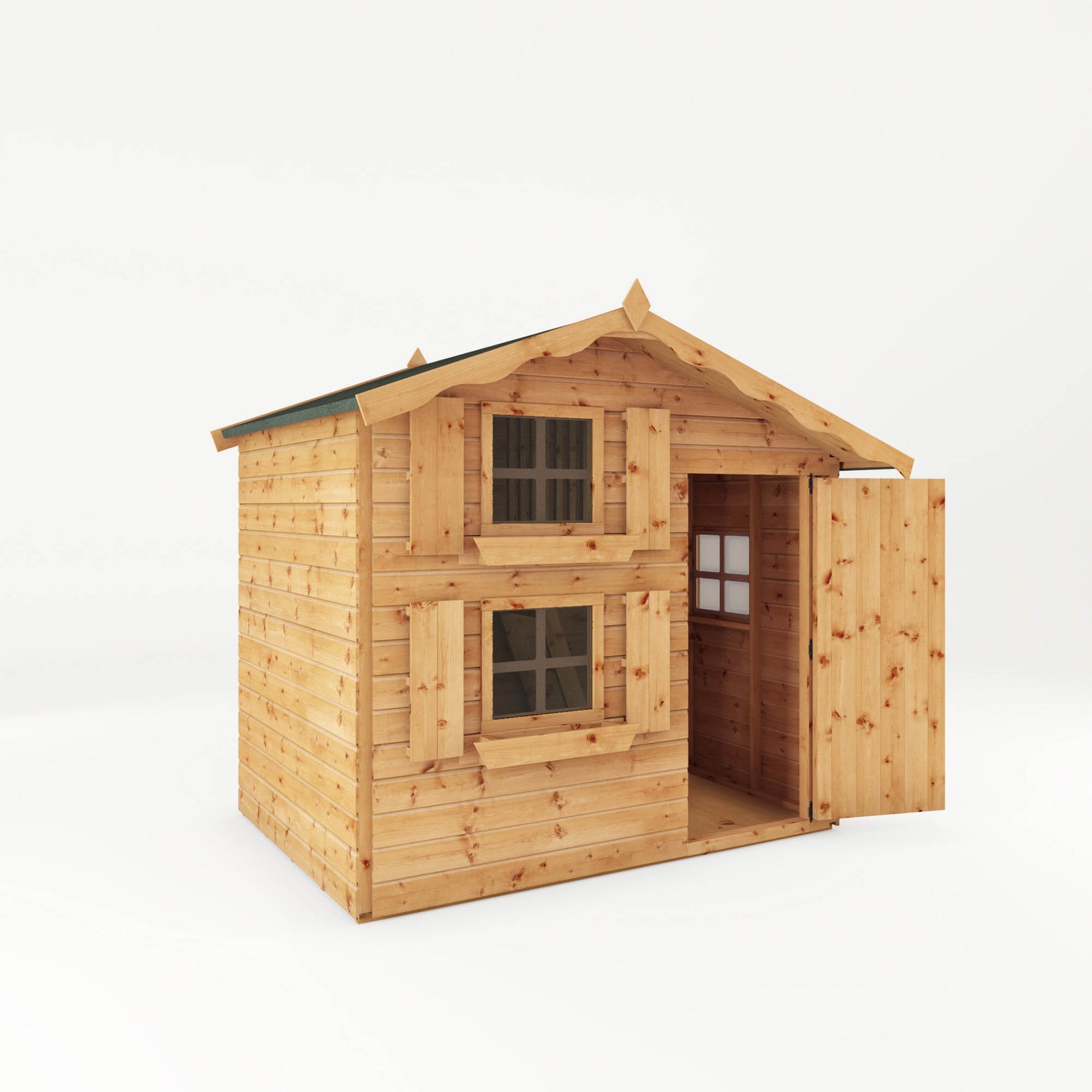 Double Story Snowdrop Apex Wooden Playhouse with Loft