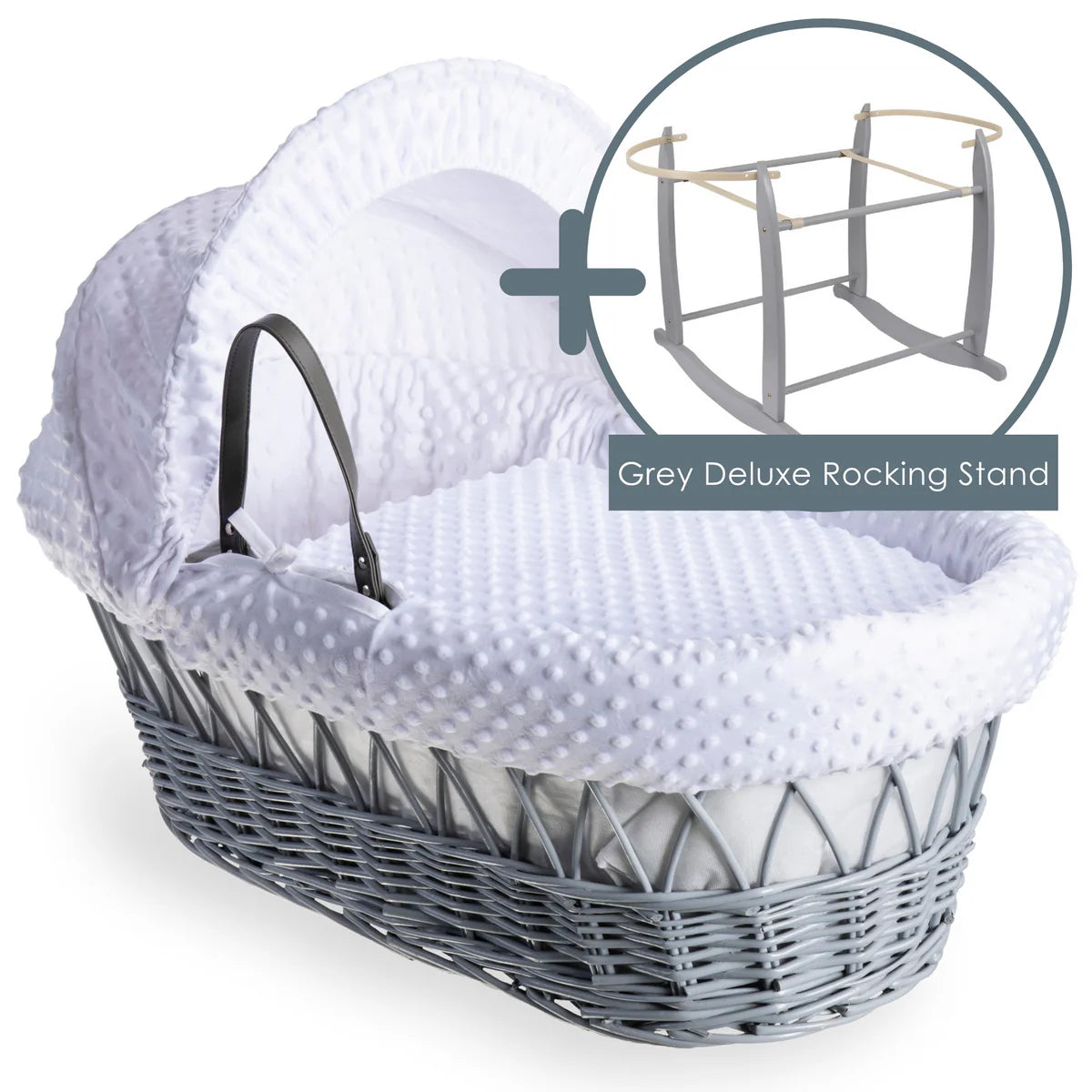 Dimple Grey Wicker Moses Basket