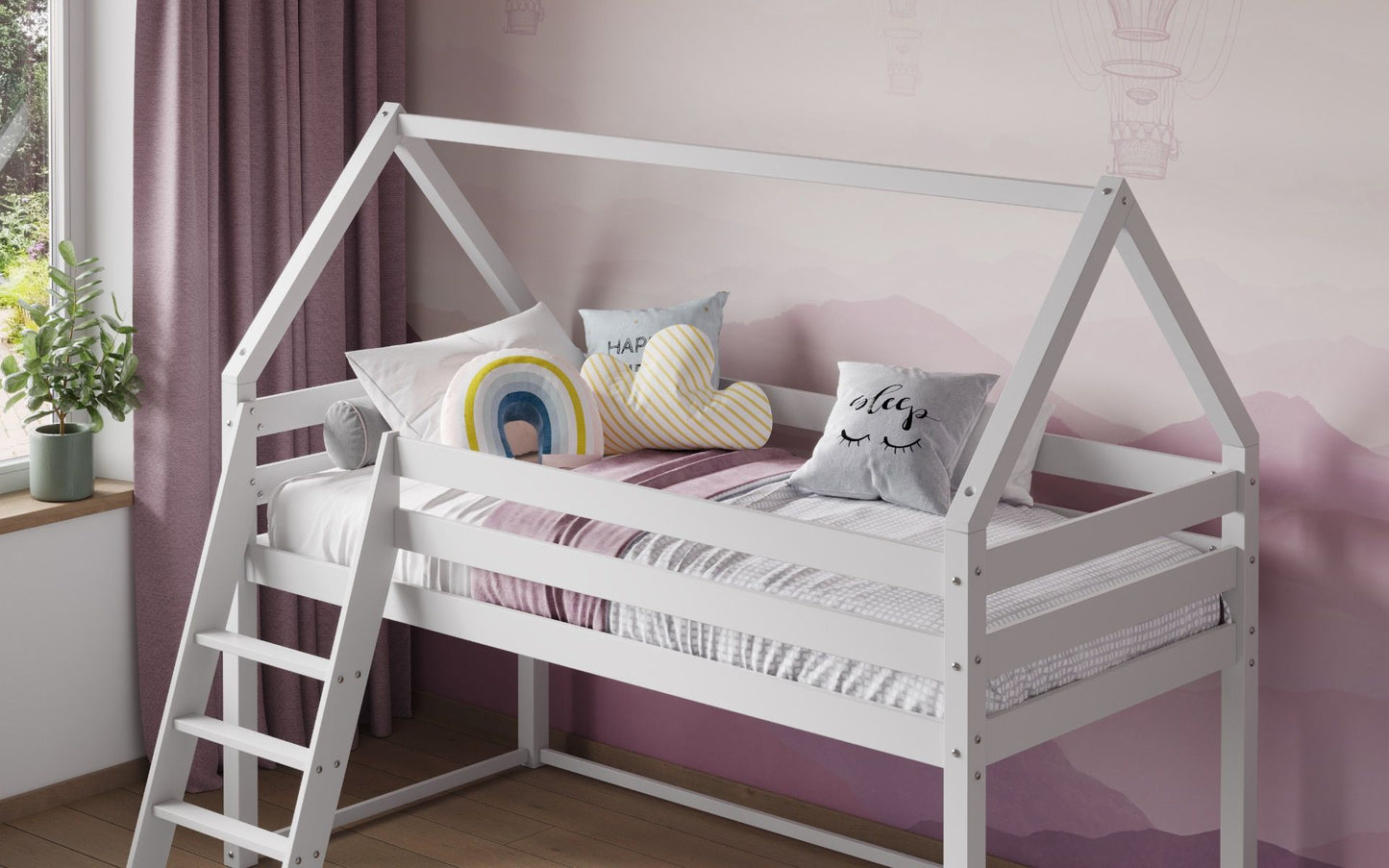 Flair Ellie House Midsleeper Wooden Bed - White