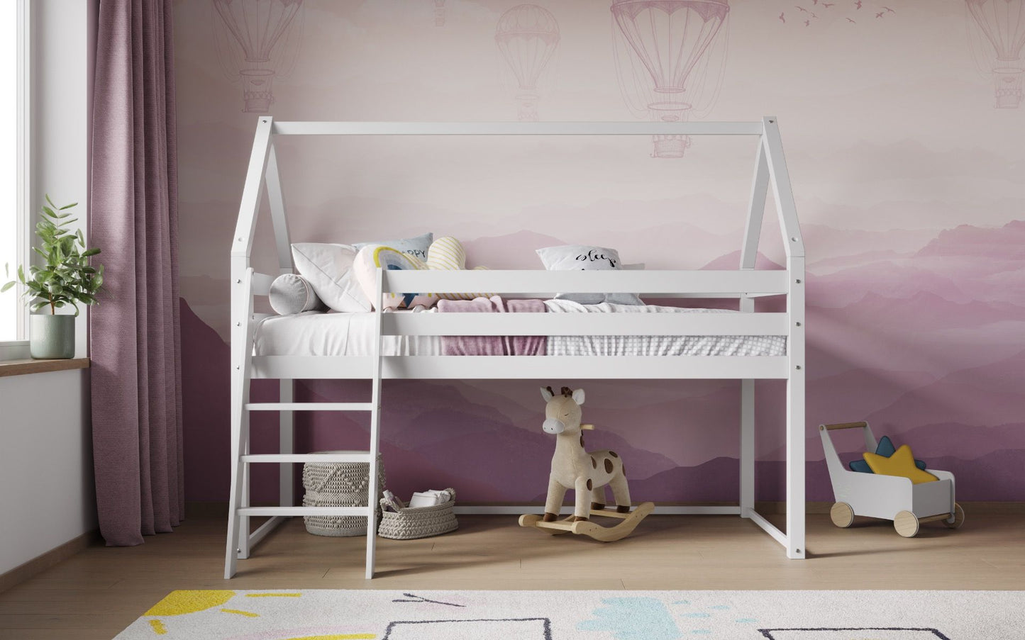 Flair Ellie House Midsleeper Wooden Bed - White