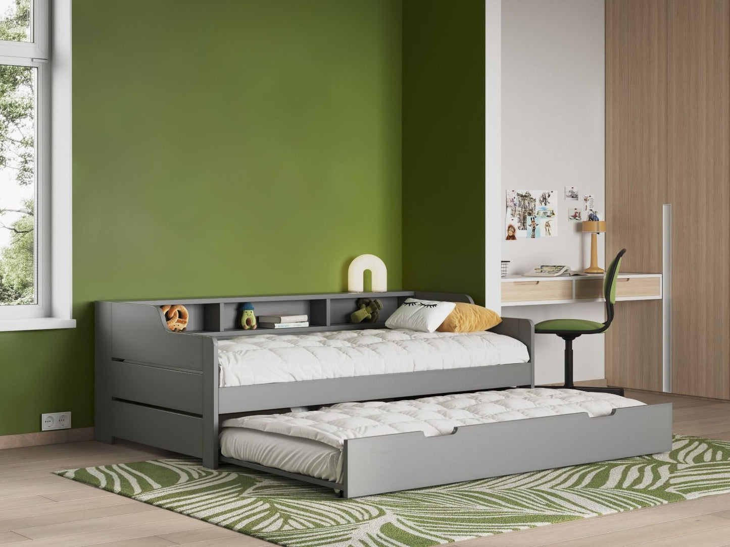 Noomi Enzo Day Bed With Trundle- Grey