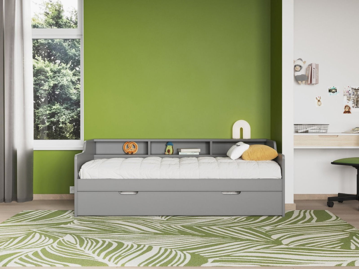 Noomi Enzo Day Bed With Trundle- Grey