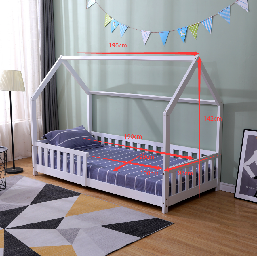 Flair White Wooden Explorer Playhouse Bed With Rails