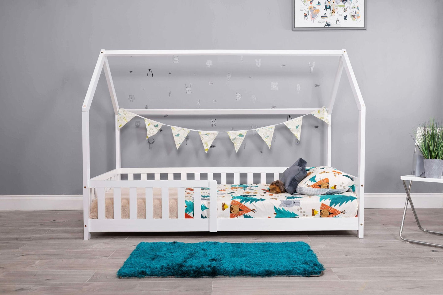 Flair White Wooden Explorer Playhouse Bed With Rails