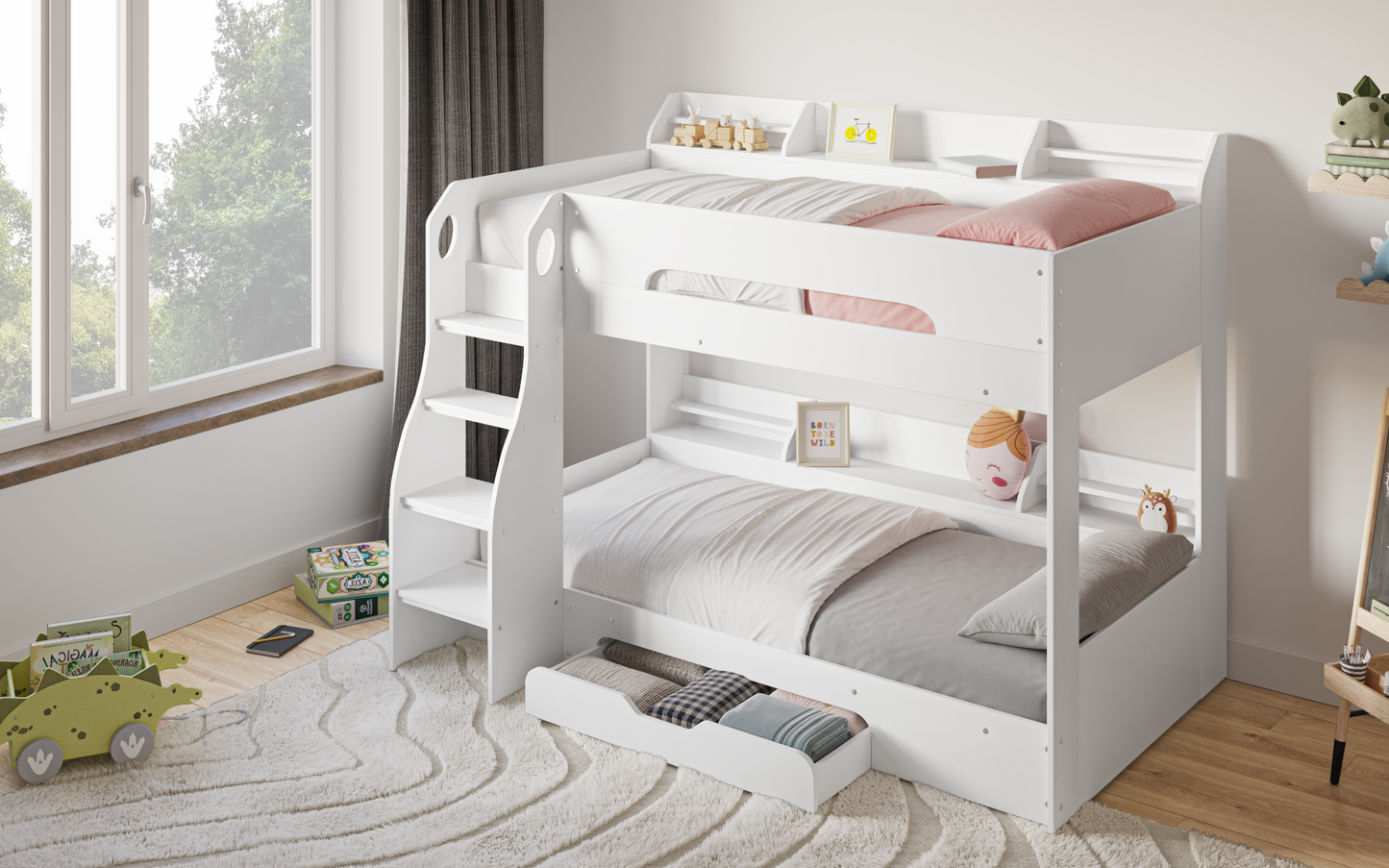 Flair Flick Bunk Bed  With Shelves And Draw