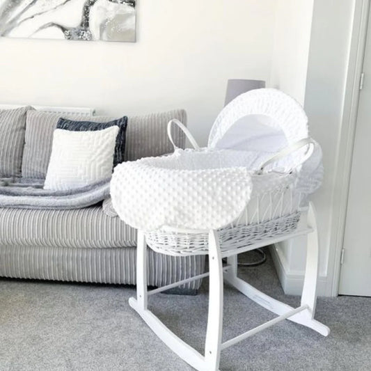 Dimple White Wicker Moses Basket